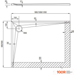 Душевой поддон Deante KERRIA PLUS KTS 045B 100X90 (61524)