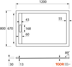 Душевой поддон Cezares TRAY-AS-AH-120/80-30-W (61487)