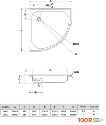 Душевой поддон BLB EUROPA CORNER 80X80 (61466)