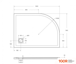 Душевой поддон BelBagno TRAY-MR-UNO-RH-120/90-550-35-W-R 120X90 (61454)