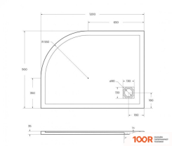 Душевой поддон BelBagno TRAY-MR-UNO-RH-120/90-550-35-W-L 120X90 (61452)