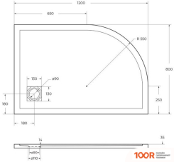 Душевой поддон BelBagno TRAY-MR-UNO-RH-120/80-550-35-W-R 120X80 (61448)