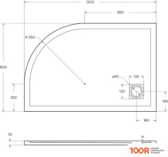 Душевой поддон BelBagno TRAY-MR-UNO-RH-120/80-550-35-W-L-NO (61447)