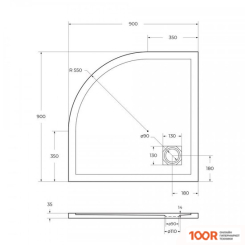 Душевой поддон BelBagno TRAY-MR-UNO-R-90-550-35-NERO 90X90 (61438)