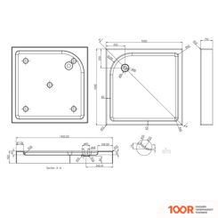 Душевой поддон Azario P110 R/L (P11010) 100X100 (61363)