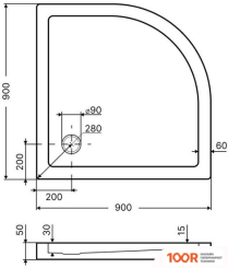 Душевой поддон Axus RONDO 90X90 PR-90 (61362)