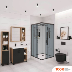 Niagara NG-6901-01GQ BLACK 90X90X210 (ПРОЗРАЧНОЕ СТЕКЛО) (57285)