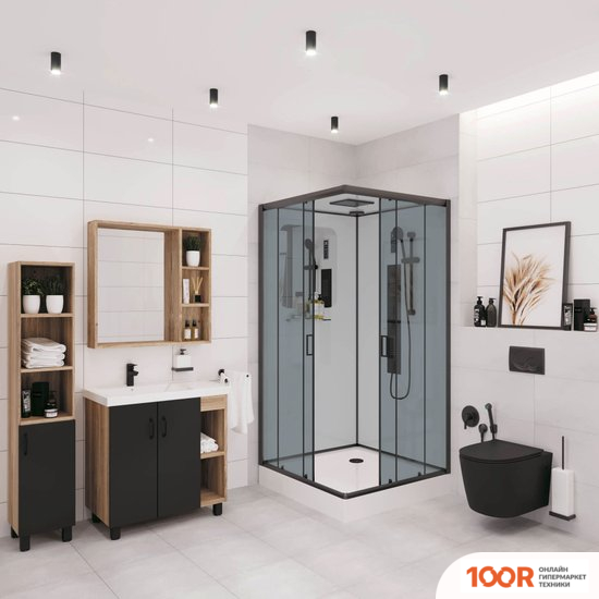 Niagara NG-6901-01GQ BLACK 90X90X210 (ПРОЗРАЧНОЕ СТЕКЛО) (57285)