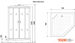 Niagara NG-6901-01GD BLACK 90X90X220 (ПРОЗРАЧНОЕ СТЕКЛО) (57284)