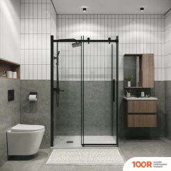 Grossman CLASSIC 90X195 200.K33.04.90.21.00 (ЧЕРНЫЙ МАТОВЫЙ/СТЕКЛО ПРОЗРАЧНОЕ) (55368)