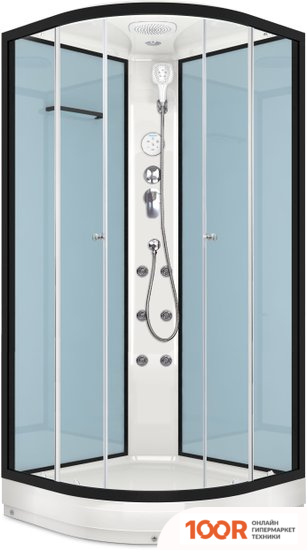 Domani-Spa DELIGHT 99 90X90 С ГИДРОМАССАЖЕМ (ПРОЗРАЧНОЕ СТЕКЛО/ГОЛУБОЙ) (55044)