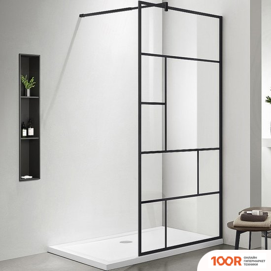 Aquatek AQ WIW 10020BL PRINT 100X200 (ЧЕРНЫЙ/ПРОЗРАЧНОЕ СТЕКЛО) (51820)