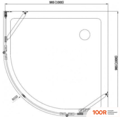Aquanet BETA NWD2242 100X100 (ПРОЗРАЧНОЕ СТЕКЛО) (51584)