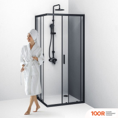 AM.PM GEM S SQUARE SLIDE 90X90 W93G-403-090BT (ЧЕРНЫЙ МАТОВЫЙ/ПРОЗРАЧНОЕ СТЕКЛО) (49931)