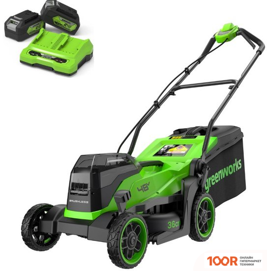 Газонокосилка Greenworks GD24X2LM361K4 2520707UD (С 2-МЯ АКБ) (43660)