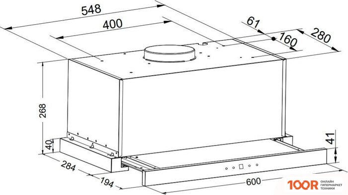 Кухонная вытяжка ZorG TURBO 1200 60 S (ЧЕРНЫЙ) (41693)