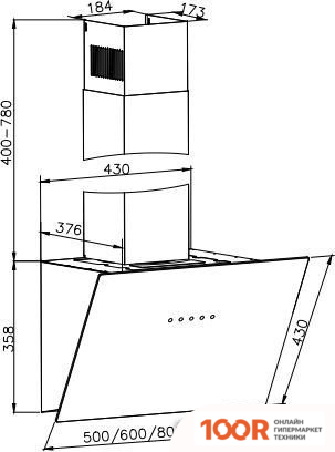 Кухонная вытяжка ZorG NERO 1200 60 S (БЕЛЫЙ) (41620)