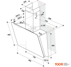 Кухонная вытяжка Whirlpool WHVS 93F LT BSS (41359)