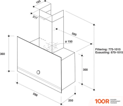 Кухонная вытяжка Whirlpool WHVA 62F LM K (41349)
