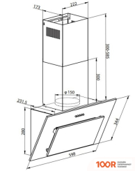 Кухонная вытяжка Weissgauff YOTA 600 PB BL (41307)