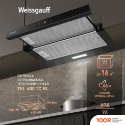 Кухонная вытяжка Weissgauff TEL 600 TC BL (41271)