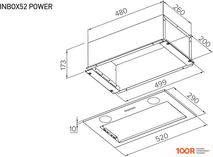 Кухонная вытяжка Meferi INBOX52BK POWER (40452)