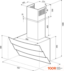 Кухонная вытяжка Krona INGA 600 PUSH BUTTON (ЧЕРНЫЙ/НЕРЖАВЕЮЩАЯ СТАЛЬ) (39508)