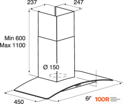 Кухонная вытяжка Jetair TORY P 60 INX 68116911A (39155)