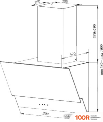Кухонная вытяжка Germes SARNIA PUSH 50 (ЧЕРНЫЙ) (38358)