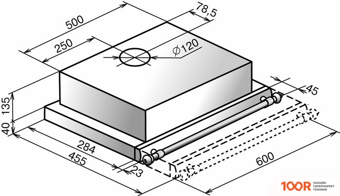 Кухонная вытяжка Elikor ИНТЕГРА 60П-400-В2Л (ТОПЛЕНОЕ МОЛОКО/РЕЙЛИНГ БРОНЗА) (37686)