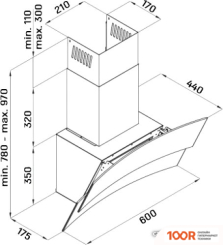 Кухонная вытяжка Ciarko TOPAZ 60 (ЧЕРНЫЙ) (37155)