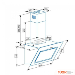 Кухонная вытяжка CATA AG6-A600 XGWH (36964)