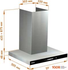 Кухонная вытяжка Backer CH60E-TGL200 SSBK GLASS (36762)