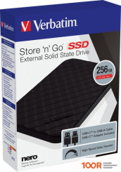 Внешний накопитель Verbatim STORE ‘N’ GO USB 3.2 GEN1 256GB 53249 (ЧЕРНЫЙ) (33834)