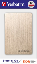 Внешний накопитель Verbatim STORE 'N' GO ALU 1TB (ЗОЛОТИСТЫЙ) (33828)