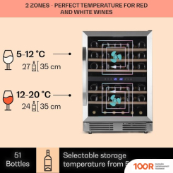 Винный шкаф Klarstein VINOVILLA 50 DUO (СЕРЕБРИСТЫЙ) (32582)