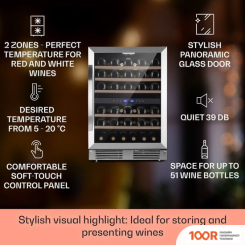 Винный шкаф Klarstein VINOVILLA 50 DUO (СЕРЕБРИСТЫЙ) (32582)