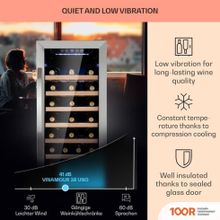 Винный шкаф Klarstein VINAMOUR 38 UNO (СЕРЕБРИСТЫЙ) (32571)