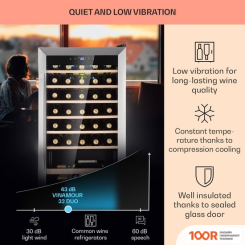 Винный шкаф Klarstein VINAMOUR 32 UNO (СЕРЕБРИСТЫЙ) (32569)