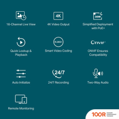 Видеорегистратор TP-Link VIGI NVR2016H-16P (31789)