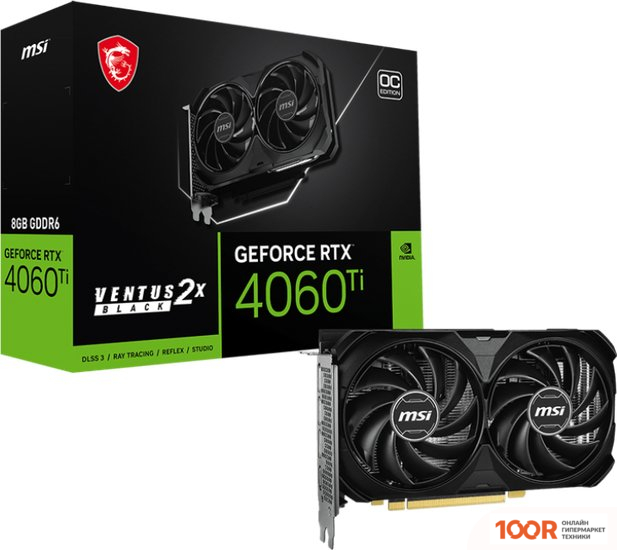 Видеокарта MSI GEFORCE RTX 4060 TI VENTUS 2X BLACK E1 8G OC (30162)