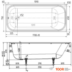 Ванна Wotte СТАРТ УР 170X75 БП-Э000001105 (С НОЖКАМИ И РУЧКАМИ) (21400)