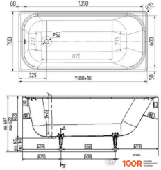 Ванна Wotte СТАРТ 150X70 П-Э000001099 (С НОЖКАМИ) (21392)