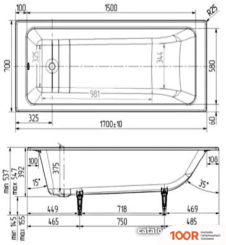 Ванна Wotte LINE 170X70 (21378)
