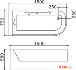 Ванна WeltWasser HB ALSTER 150X75 WT R (21348)