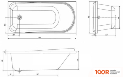 Ванна Ventospa SERENA LA 150Х70 (С КАРКАСОМ И ЭКРАНОМ) (21286)