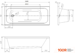 Ванна Ventospa MITRA 160X70 (С НОЖКАМИ И ЭКРАНОМ) (21259)