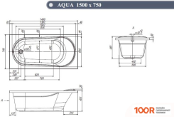 Ванна Ventospa AQUA 150X75 (С НОЖКАМИ И ЭКРАНОМ) (21205)