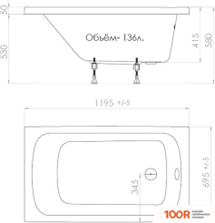 Ванна Triton СТАНДАРТ 120X70 (С НОЖКАМИ) (21087)