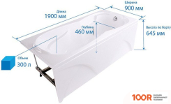 Ванна Triton ПЕРСЕЙ 190X90 (С НОЖКАМИ И ЭКРАНОМ) (20967)